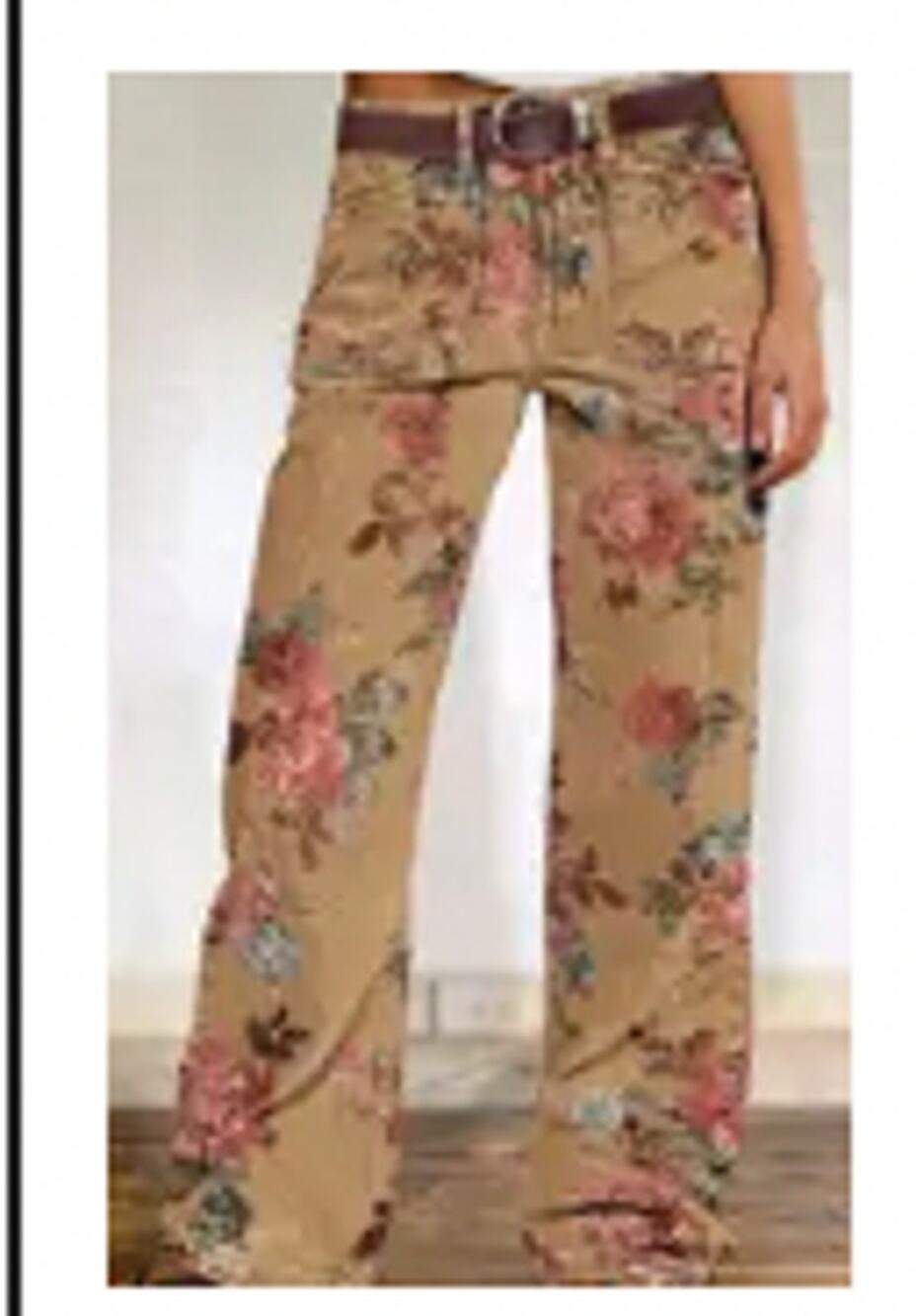 NWT flemingals Floral Print Mid Waist Straight Leg Pants Without Belt Sz XS